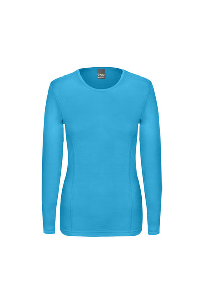 Fine, super comfy, pure merino wool long sleeve crew neck top. Great for as a baselayer and for layering and travelling