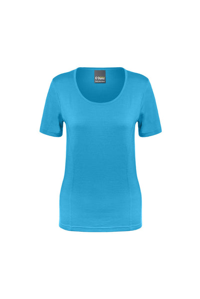 Fine, super comfy scoop neck top with short sleeves, in turquoise Great baselayer